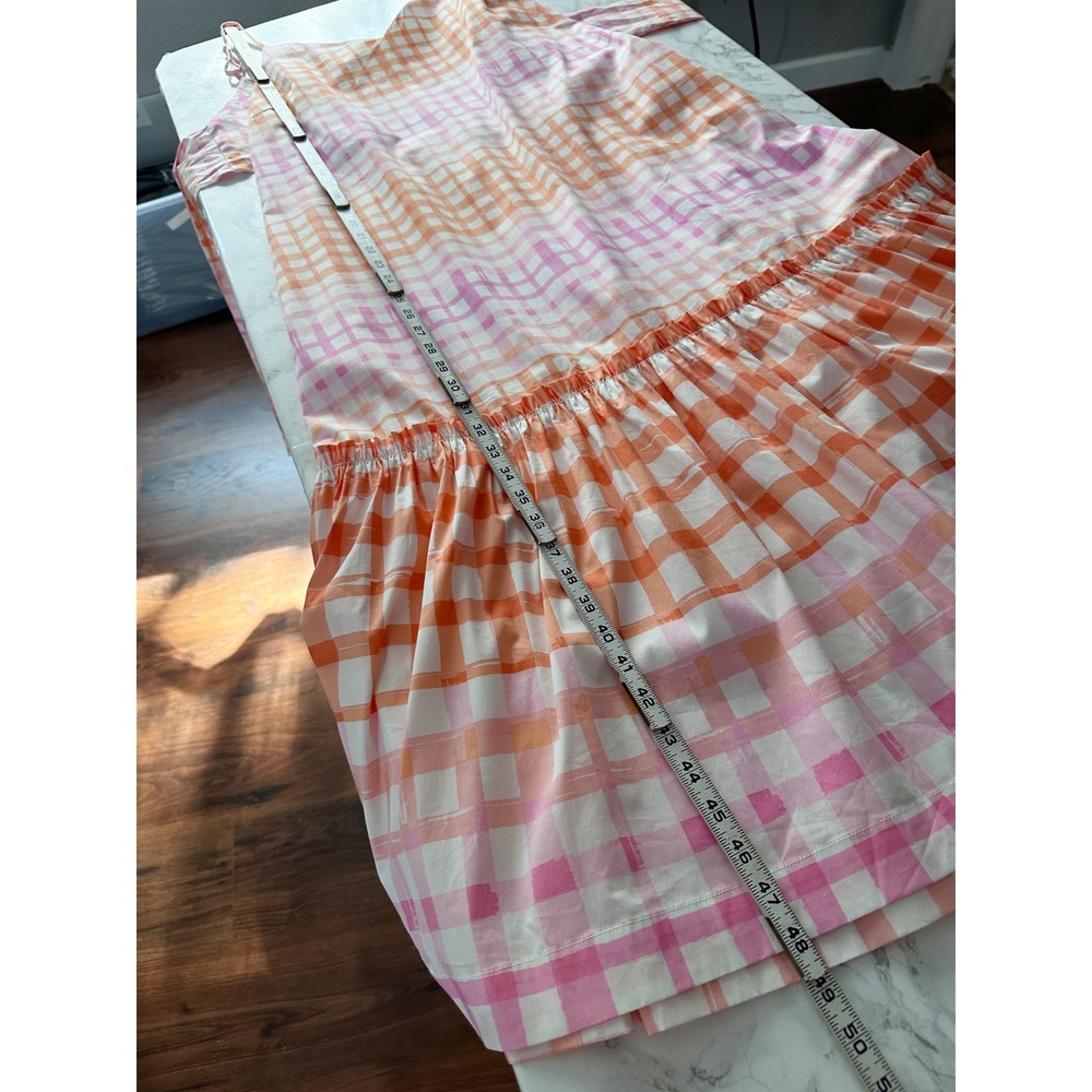 Scoop Cotton Sleeveless Gingham Tie Back Summer Midi Dress Women's Size Large - Picture 10 of 13